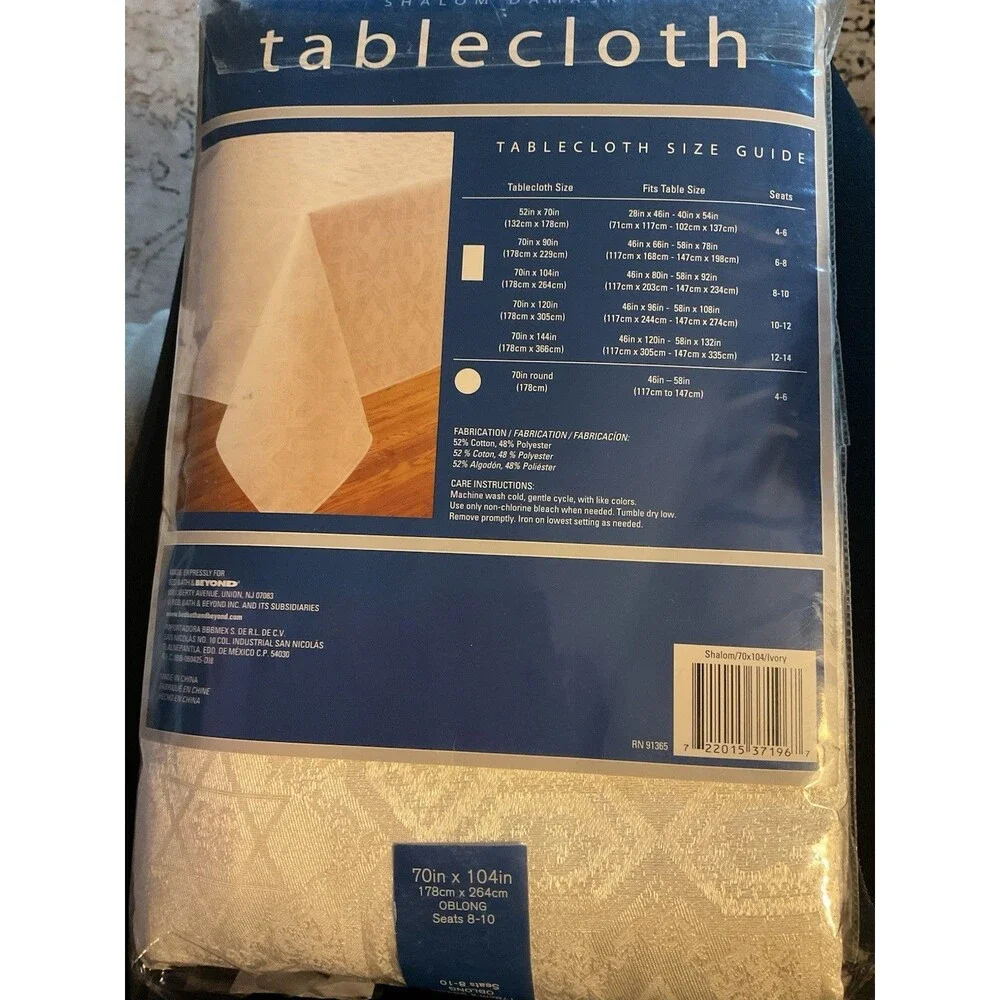 Chanukah Passover Yom Kippur Tablecloth 104” X 70” Jewish Stars Oblong
